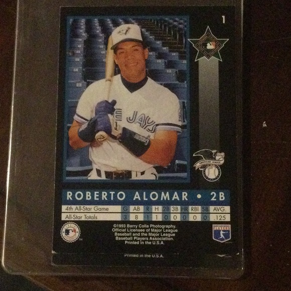1993 Barry Cola Roberto Alomar #1 - Picture 2 of 2